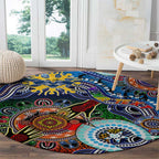 Custom NAIDOC Week 2024 Geelong Cats Round Carpet Australia Aboriginal Dot Painting