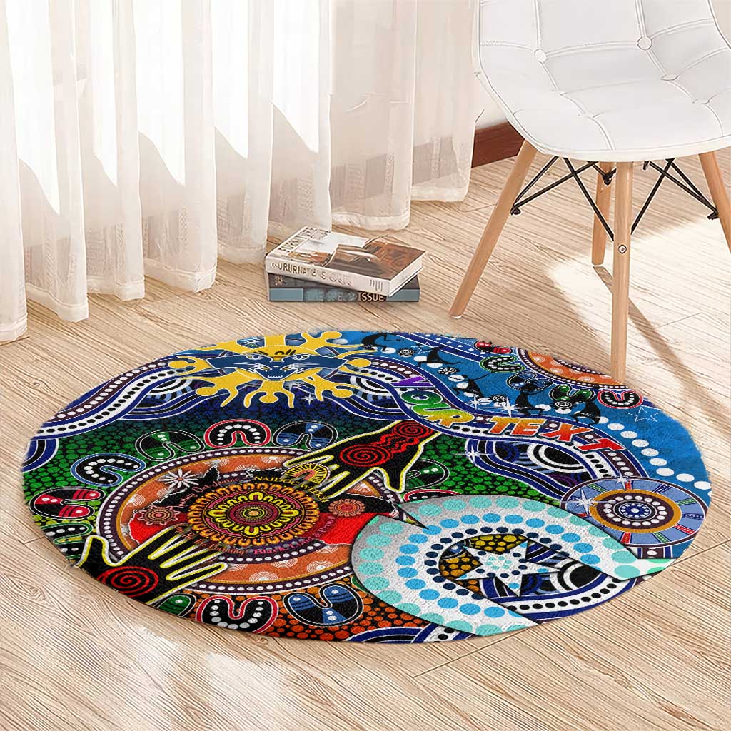 Custom NAIDOC Week 2024 Geelong Cats Round Carpet Australia Aboriginal Dot Painting