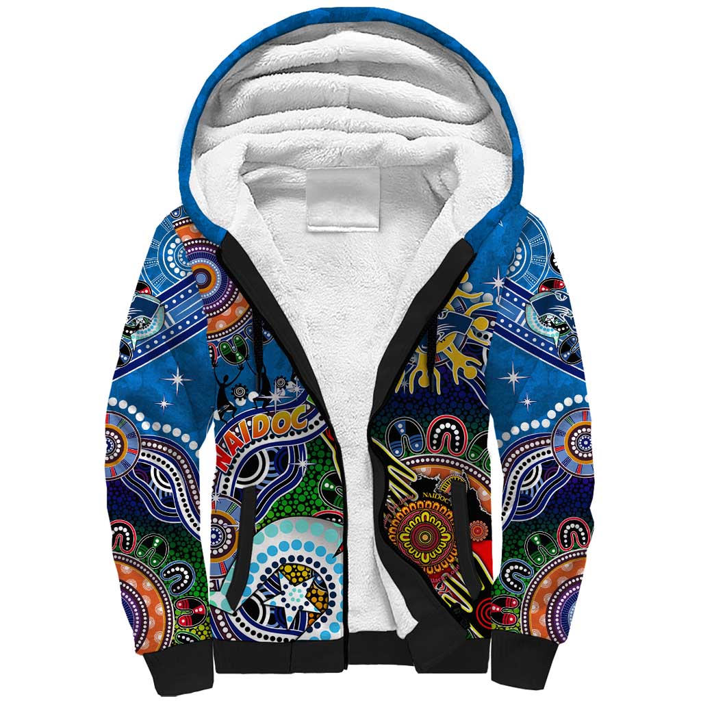 Custom NAIDOC Week 2024 Geelong Cats Sherpa Hoodie Australia Aboriginal Dot Painting