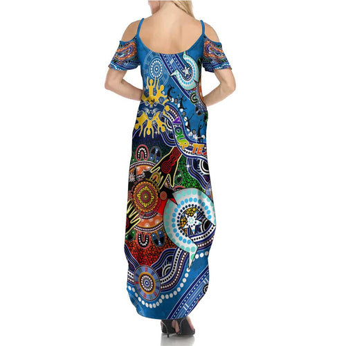 Custom NAIDOC Week 2024 Geelong Cats Summer Maxi Dress Australia Aboriginal Dot Painting