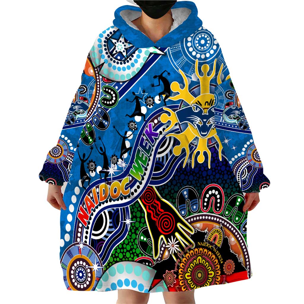 Custom NAIDOC Week 2024 Geelong Cats Wearable Blanket Hoodie Australia Aboriginal Dot Painting