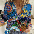 Custom NAIDOC Week 2024 Geelong Cats Women Casual Shirt Australia Aboriginal Dot Painting