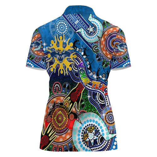 Custom NAIDOC Week 2024 Geelong Cats Women Polo Shirt Australia Aboriginal Dot Painting