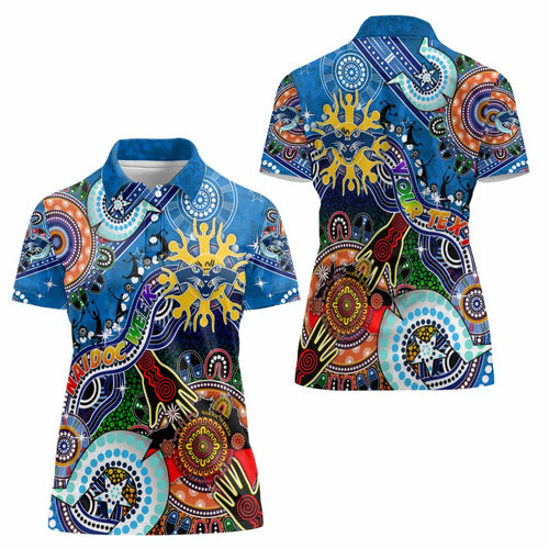 Custom NAIDOC Week 2024 Geelong Cats Women Polo Shirt Australia Aboriginal Dot Painting