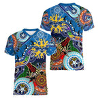 Custom NAIDOC Week 2024 Geelong Cats Women V-Neck T-Shirt Australia Aboriginal Dot Painting