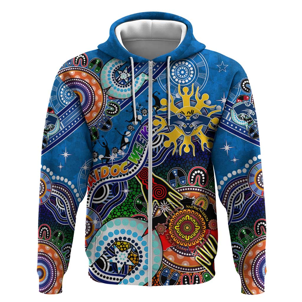 Custom NAIDOC Week 2024 Geelong Cats Zip Hoodie Australia Aboriginal Dot Painting