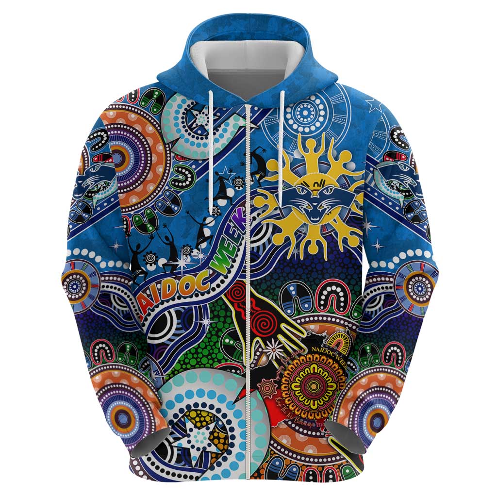Custom NAIDOC Week 2024 Geelong Cats Zip Hoodie Australia Aboriginal Dot Painting
