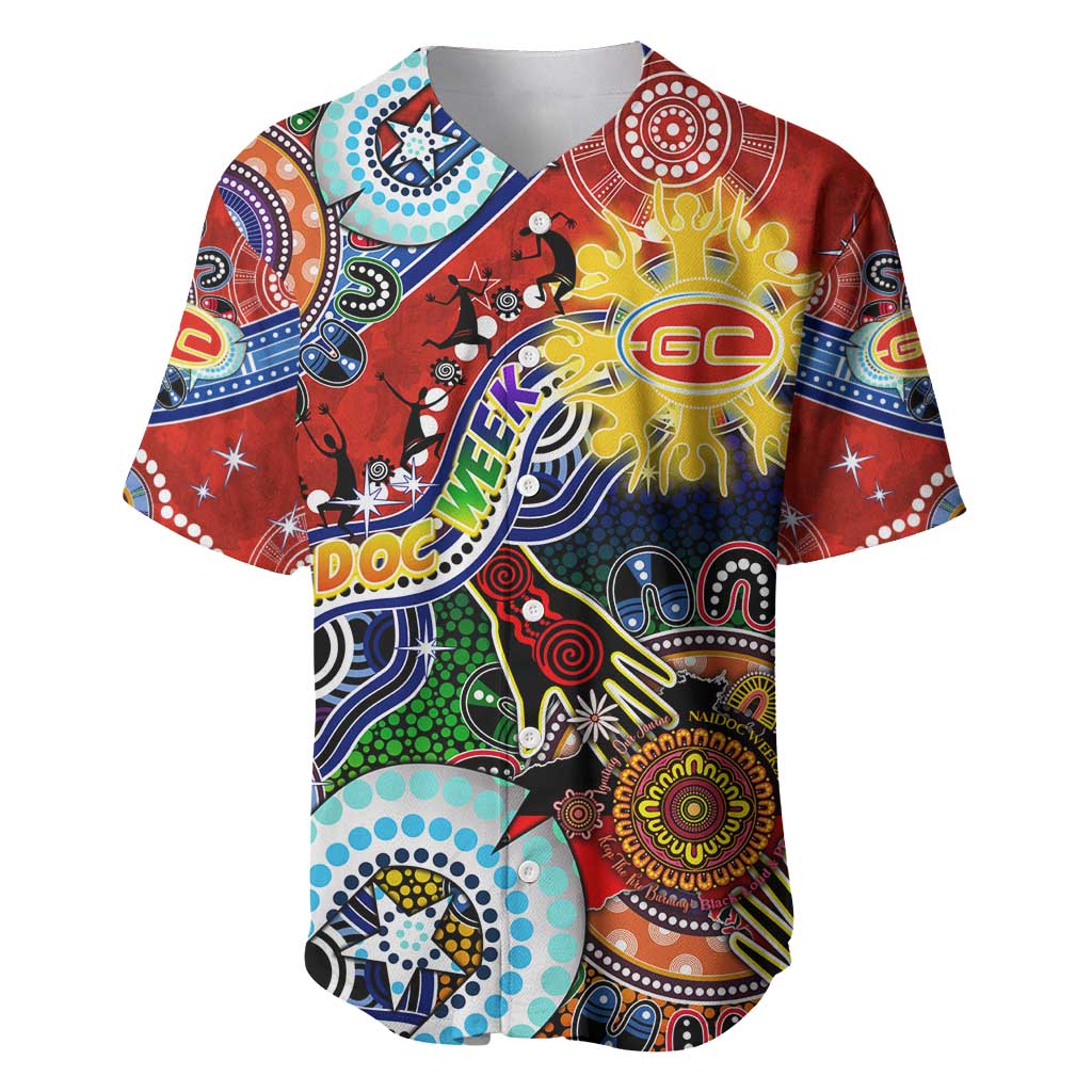 Custom NAIDOC Week 2024 Gold Coast Suns Baseball Jersey Australia Aboriginal Dot Painting