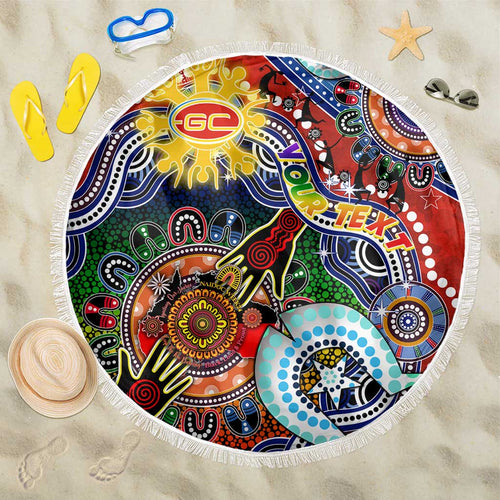 Custom NAIDOC Week 2024 Gold Coast Suns Beach Blanket Australia Aboriginal Dot Painting
