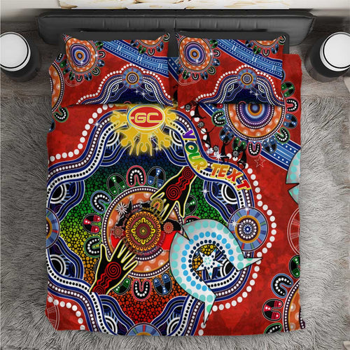 Custom NAIDOC Week 2024 Gold Coast Suns Bedding Set Australia Aboriginal Dot Painting