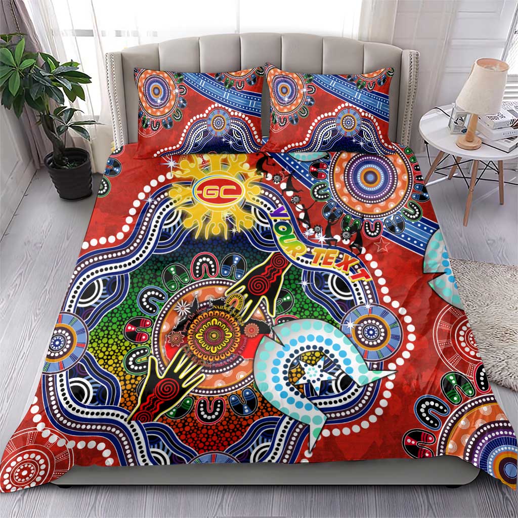 Custom NAIDOC Week 2024 Gold Coast Suns Bedding Set Australia Aboriginal Dot Painting