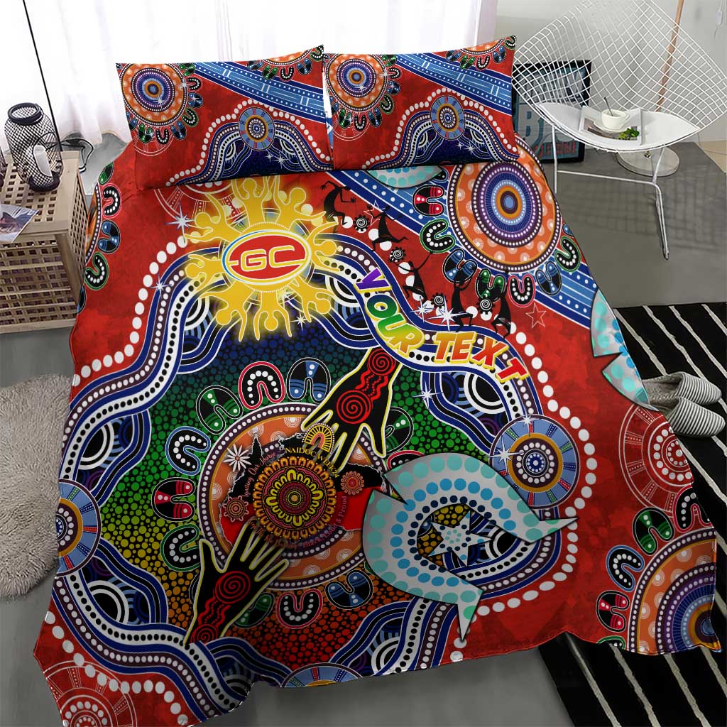 Custom NAIDOC Week 2024 Gold Coast Suns Bedding Set Australia Aboriginal Dot Painting