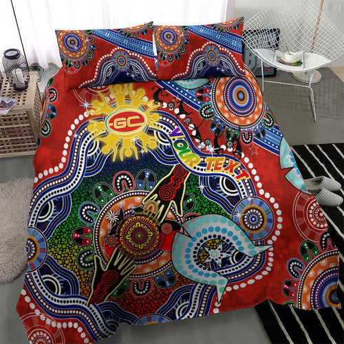 Custom NAIDOC Week 2024 Gold Coast Suns Bedding Set Australia Aboriginal Dot Painting