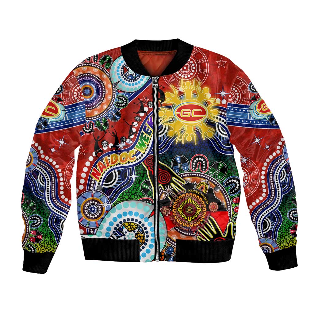 Custom NAIDOC Week 2024 Gold Coast Suns Bomber Jacket Australia Aboriginal Dot Painting