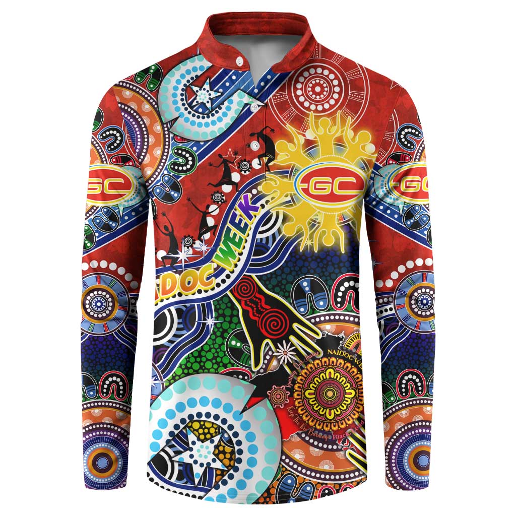 Custom NAIDOC Week 2024 Gold Coast Suns Button Sweatshirt Australia Aboriginal Dot Painting