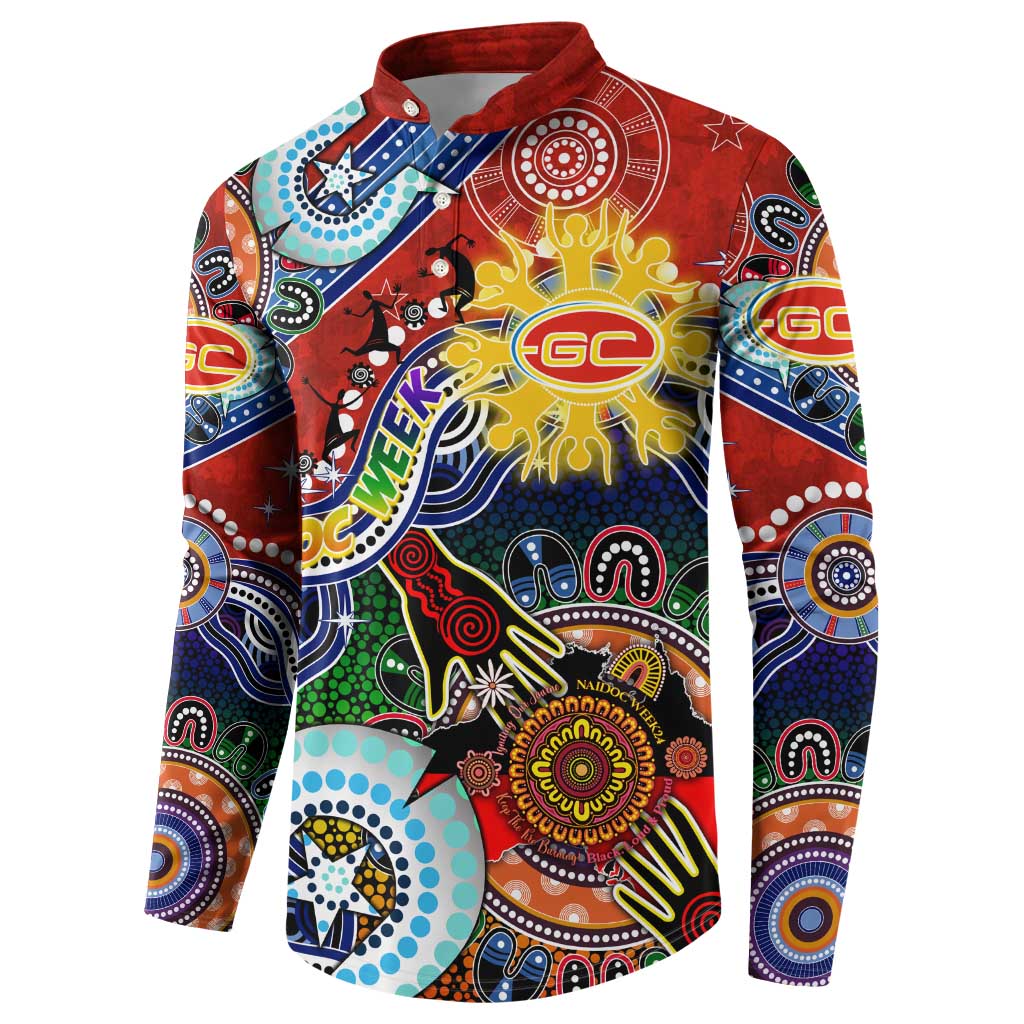 Custom NAIDOC Week 2024 Gold Coast Suns Button Sweatshirt Australia Aboriginal Dot Painting