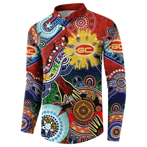 Custom NAIDOC Week 2024 Gold Coast Suns Button Sweatshirt Australia Aboriginal Dot Painting