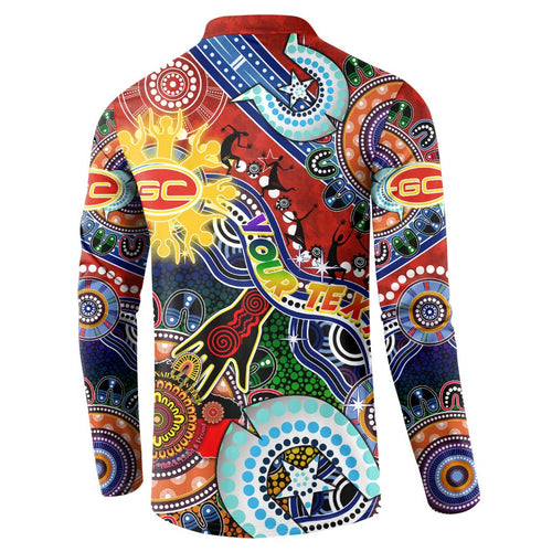 Custom NAIDOC Week 2024 Gold Coast Suns Button Sweatshirt Australia Aboriginal Dot Painting