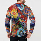 Custom NAIDOC Week 2024 Gold Coast Suns Button Sweatshirt Australia Aboriginal Dot Painting