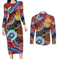 Custom NAIDOC Week 2024 Gold Coast Suns Couples Matching Long Sleeve Bodycon Dress and Long Sleeve Button Shirt Australia Aboriginal Dot Painting