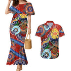 Custom NAIDOC Week 2024 Gold Coast Suns Couples Matching Mermaid Dress and Hawaiian Shirt Australia Aboriginal Dot Painting