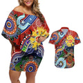 Custom NAIDOC Week 2024 Gold Coast Suns Couples Matching Off Shoulder Short Dress and Hawaiian Shirt Australia Aboriginal Dot Painting