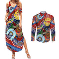 Custom NAIDOC Week 2024 Gold Coast Suns Couples Matching Summer Maxi Dress and Long Sleeve Button Shirt Australia Aboriginal Dot Painting