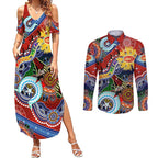 Custom NAIDOC Week 2024 Gold Coast Suns Couples Matching Summer Maxi Dress and Long Sleeve Button Shirt Australia Aboriginal Dot Painting