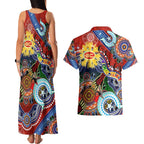 Custom NAIDOC Week 2024 Gold Coast Suns Couples Matching Tank Maxi Dress and Hawaiian Shirt Australia Aboriginal Dot Painting