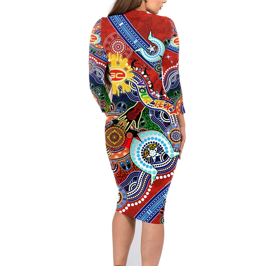 Custom NAIDOC Week 2024 Gold Coast Suns Family Matching Long Sleeve Bodycon Dress and Hawaiian Shirt Australia Aboriginal Dot Painting
