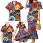 Custom NAIDOC Week 2024 Gold Coast Suns Family Matching Mermaid Dress and Hawaiian Shirt Australia Aboriginal Dot Painting