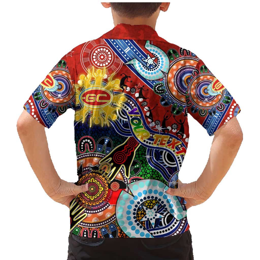 Custom NAIDOC Week 2024 Gold Coast Suns Family Matching Mermaid Dress and Hawaiian Shirt Australia Aboriginal Dot Painting