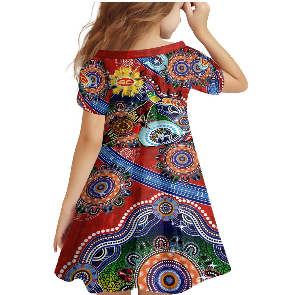 Custom NAIDOC Week 2024 Gold Coast Suns Family Matching Mermaid Dress and Hawaiian Shirt Australia Aboriginal Dot Painting