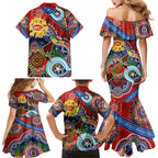Custom NAIDOC Week 2024 Gold Coast Suns Family Matching Mermaid Dress and Hawaiian Shirt Australia Aboriginal Dot Painting