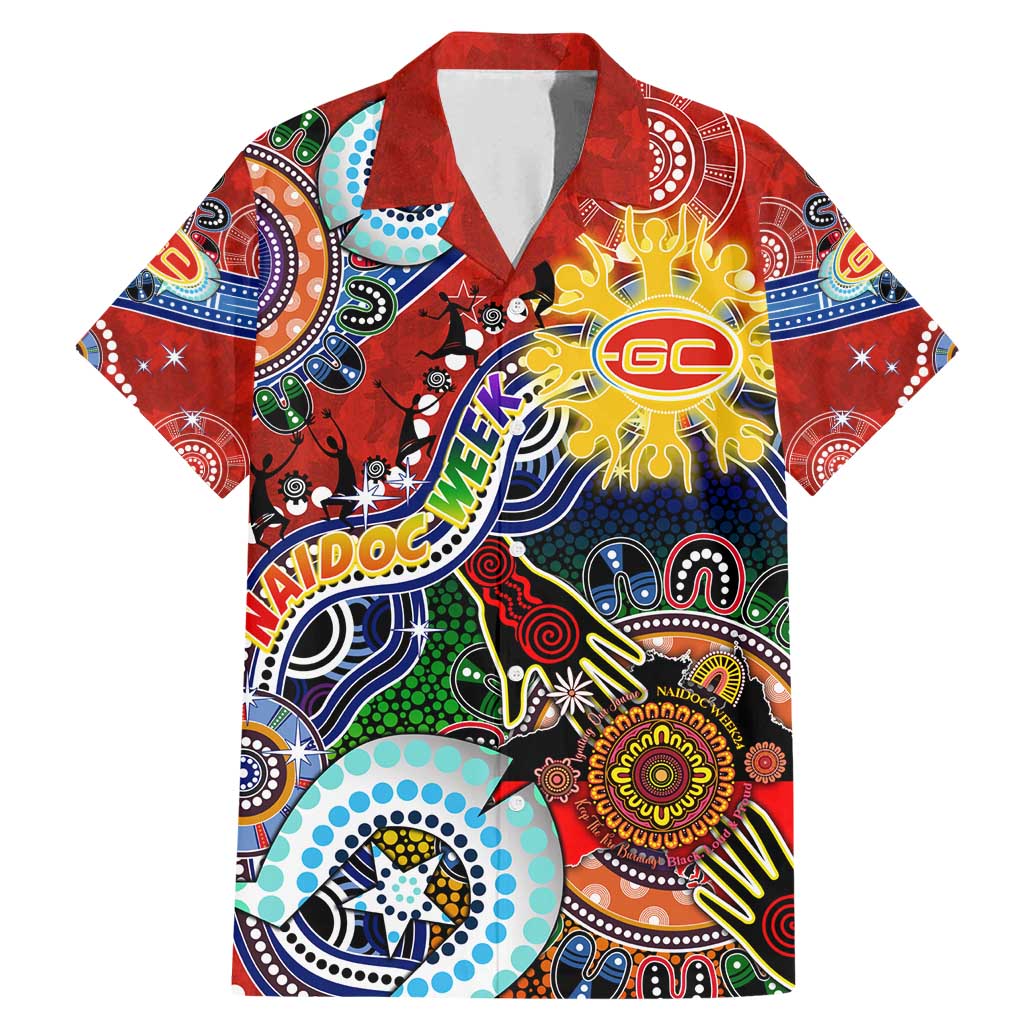 Custom NAIDOC Week 2024 Gold Coast Suns Family Matching Mermaid Dress and Hawaiian Shirt Australia Aboriginal Dot Painting