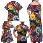 Custom NAIDOC Week 2024 Gold Coast Suns Family Matching Off Shoulder Maxi Dress and Hawaiian Shirt Australia Aboriginal Dot Painting