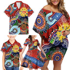 Custom NAIDOC Week 2024 Gold Coast Suns Family Matching Off Shoulder Short Dress and Hawaiian Shirt Australia Aboriginal Dot Painting