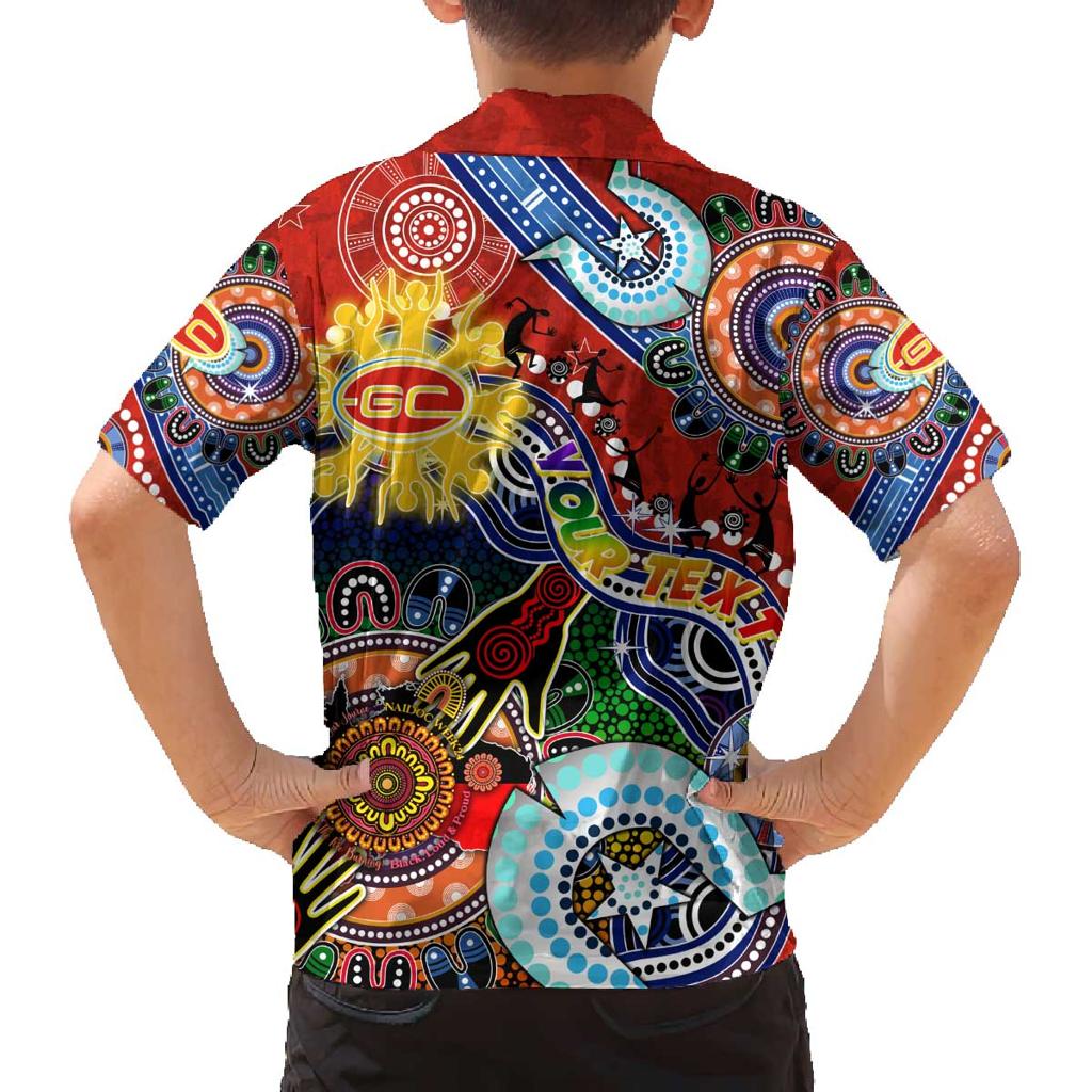 Custom NAIDOC Week 2024 Gold Coast Suns Family Matching Off Shoulder Short Dress and Hawaiian Shirt Australia Aboriginal Dot Painting