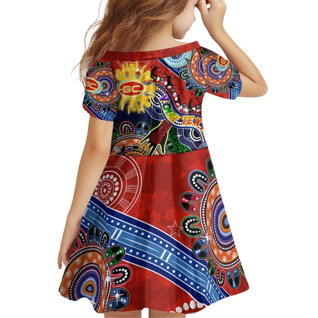 Custom NAIDOC Week 2024 Gold Coast Suns Family Matching Off Shoulder Short Dress and Hawaiian Shirt Australia Aboriginal Dot Painting