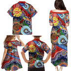 Custom NAIDOC Week 2024 Gold Coast Suns Family Matching Puletasi and Hawaiian Shirt Australia Aboriginal Dot Painting