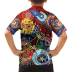 Custom NAIDOC Week 2024 Gold Coast Suns Family Matching Short Sleeve Bodycon Dress and Hawaiian Shirt Australia Aboriginal Dot Painting