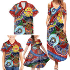 Custom NAIDOC Week 2024 Gold Coast Suns Family Matching Summer Maxi Dress and Hawaiian Shirt Australia Aboriginal Dot Painting