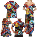 Custom NAIDOC Week 2024 Gold Coast Suns Family Matching Summer Maxi Dress and Hawaiian Shirt Australia Aboriginal Dot Painting