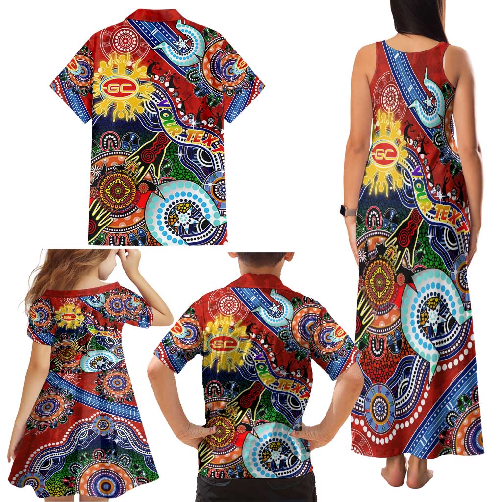Custom NAIDOC Week 2024 Gold Coast Suns Family Matching Tank Maxi Dress and Hawaiian Shirt Australia Aboriginal Dot Painting