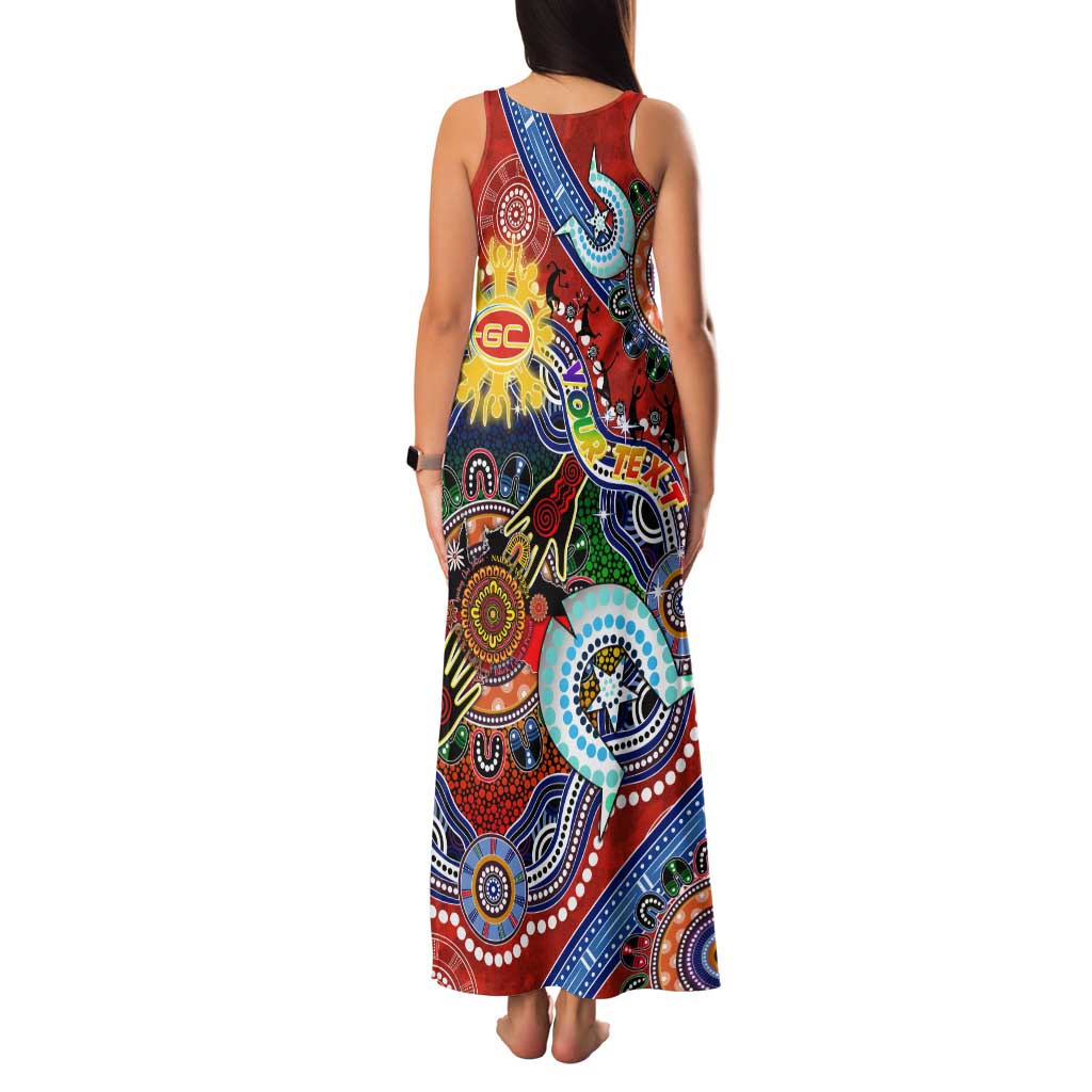 Custom NAIDOC Week 2024 Gold Coast Suns Family Matching Tank Maxi Dress and Hawaiian Shirt Australia Aboriginal Dot Painting