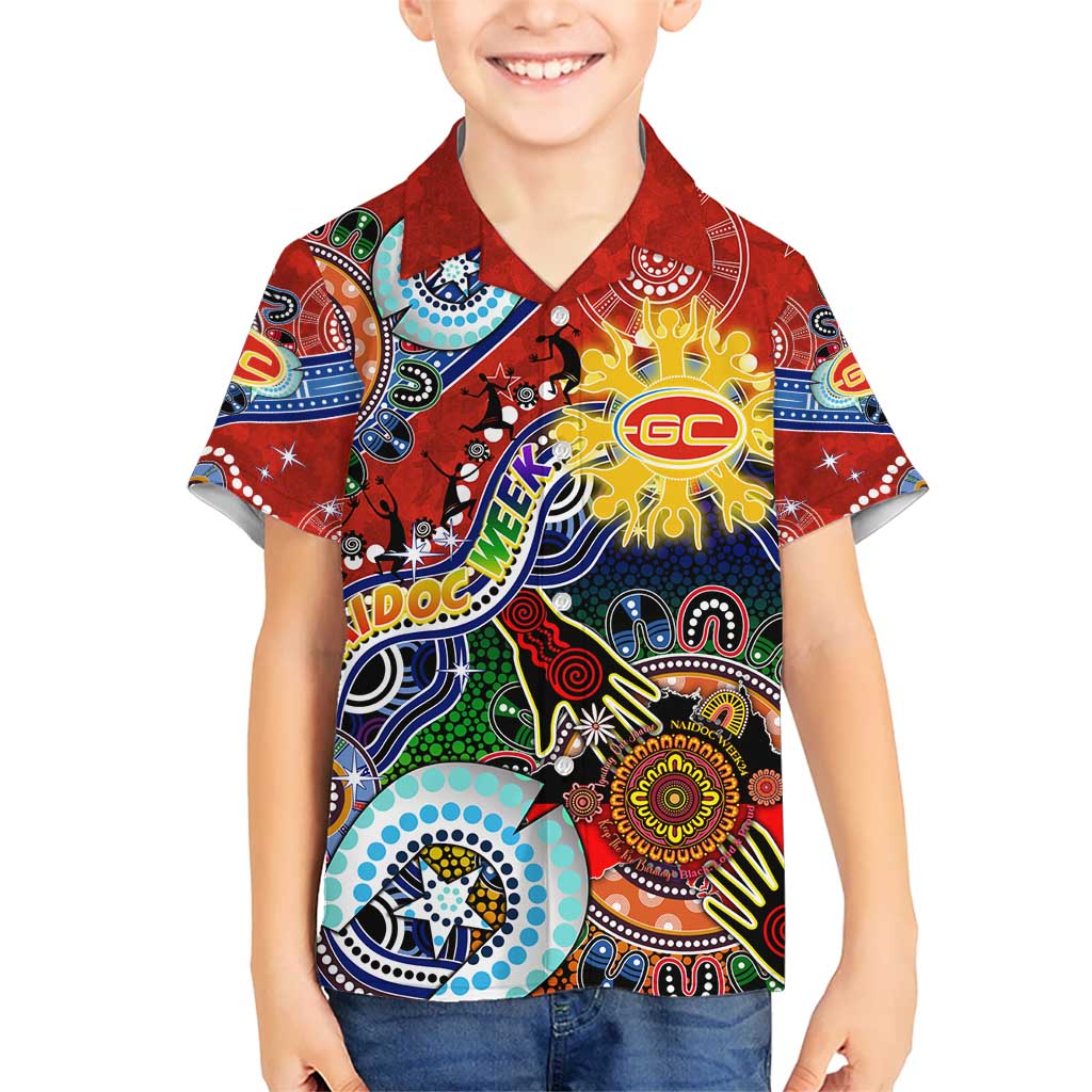 Custom NAIDOC Week 2024 Gold Coast Suns Hawaiian Shirt Australia Aboriginal Dot Painting