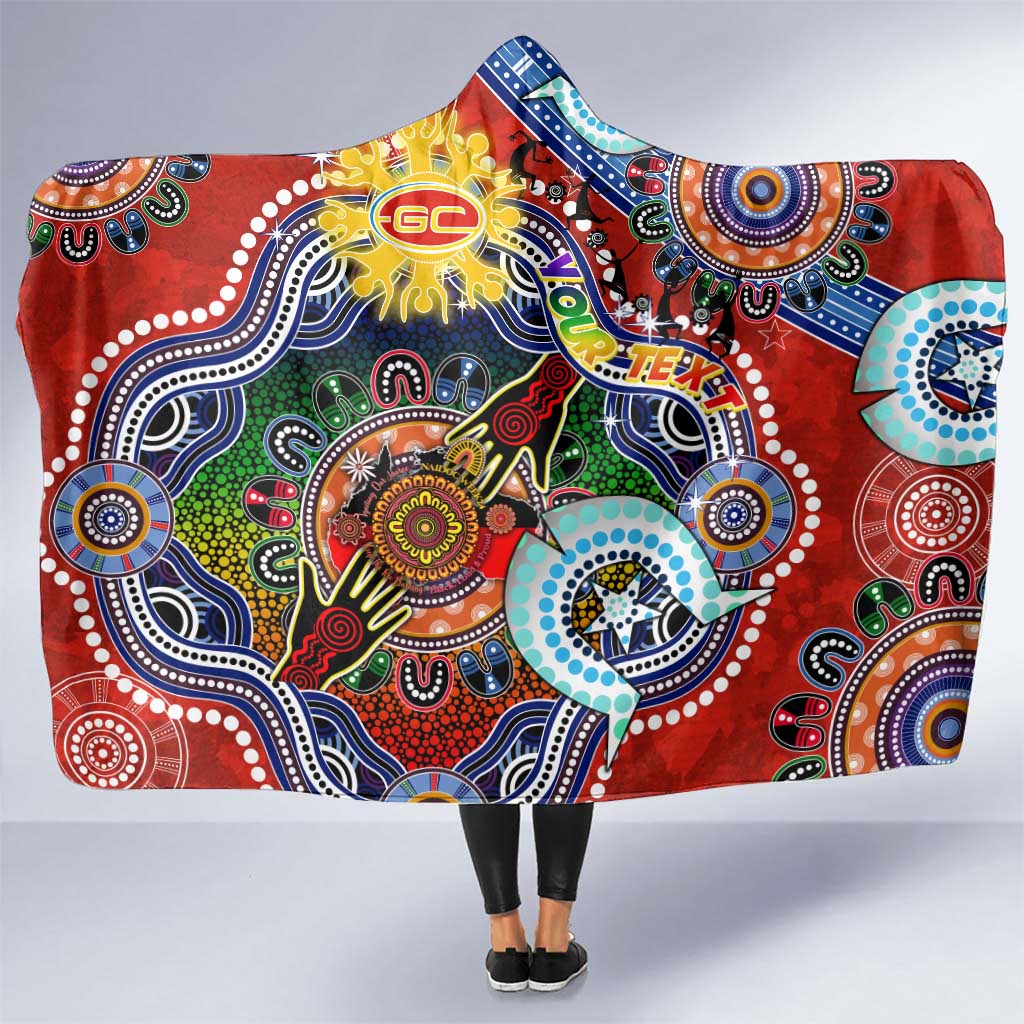 Custom NAIDOC Week 2024 Gold Coast Suns Hooded Blanket Australia Aboriginal Dot Painting