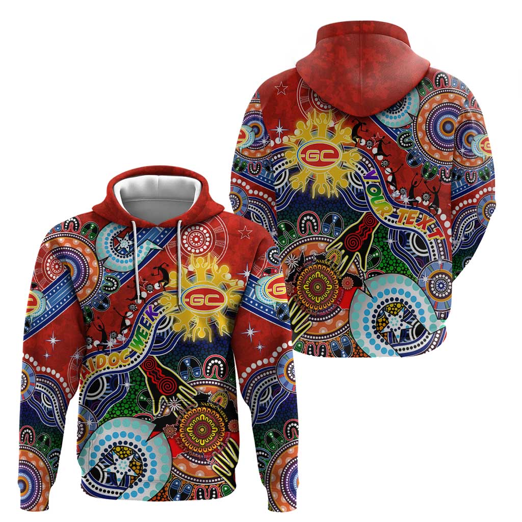 Custom NAIDOC Week 2024 Gold Coast Suns Hoodie Australia Aboriginal Dot Painting