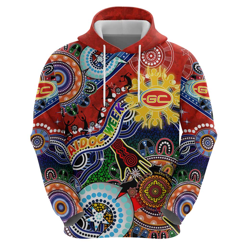 Custom NAIDOC Week 2024 Gold Coast Suns Hoodie Australia Aboriginal Dot Painting