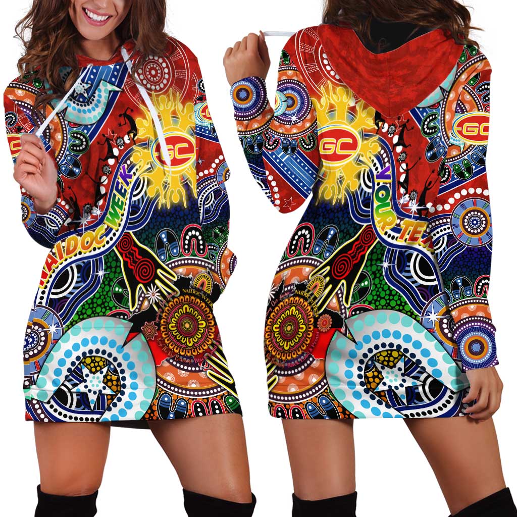Custom NAIDOC Week 2024 Gold Coast Suns Hoodie Dress Australia Aboriginal Dot Painting